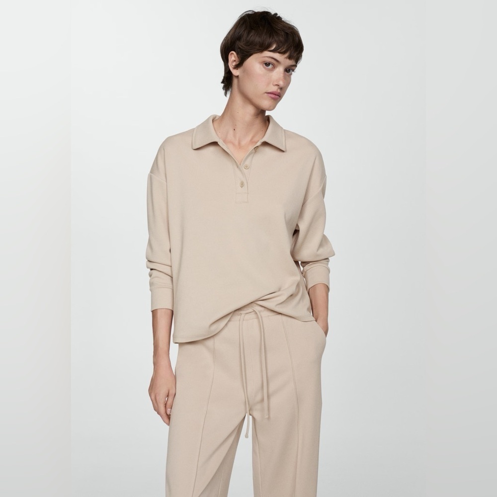 Mango Beige polo neck Sweatshirt NWT